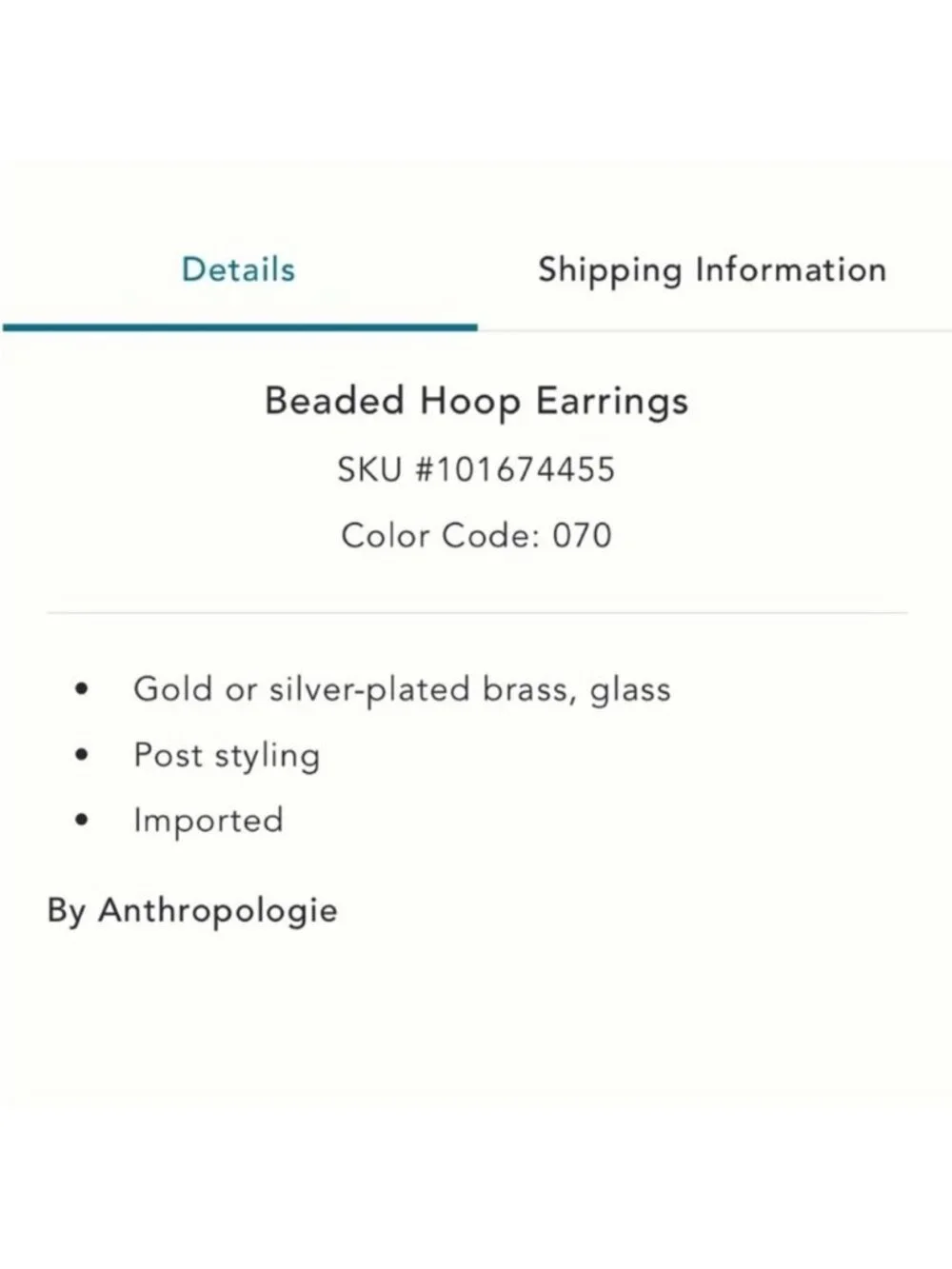 New! Anthropologie Gold Bevel Crystal Hoop Earrings NWT